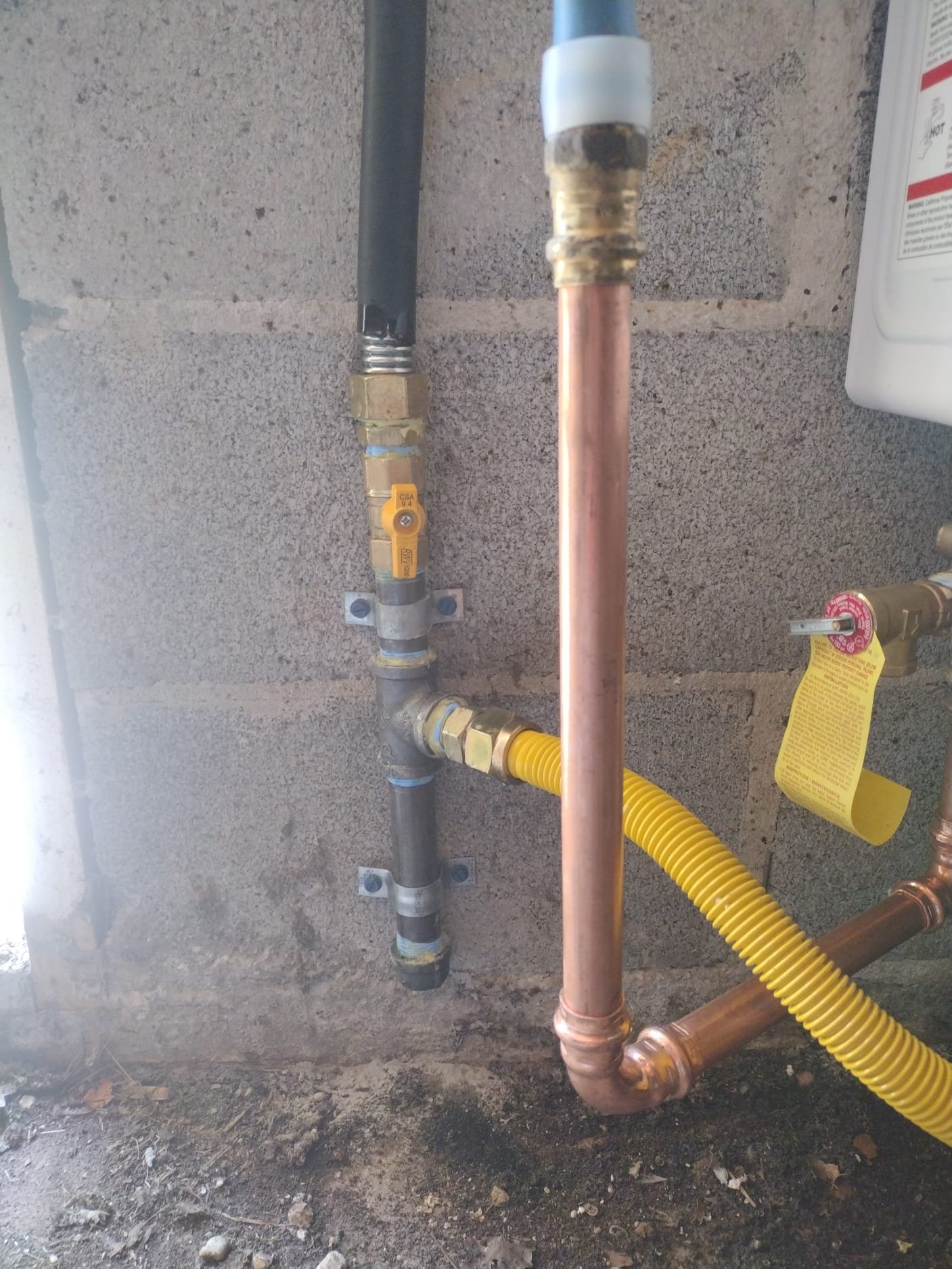 Modern plumbing installation with new components