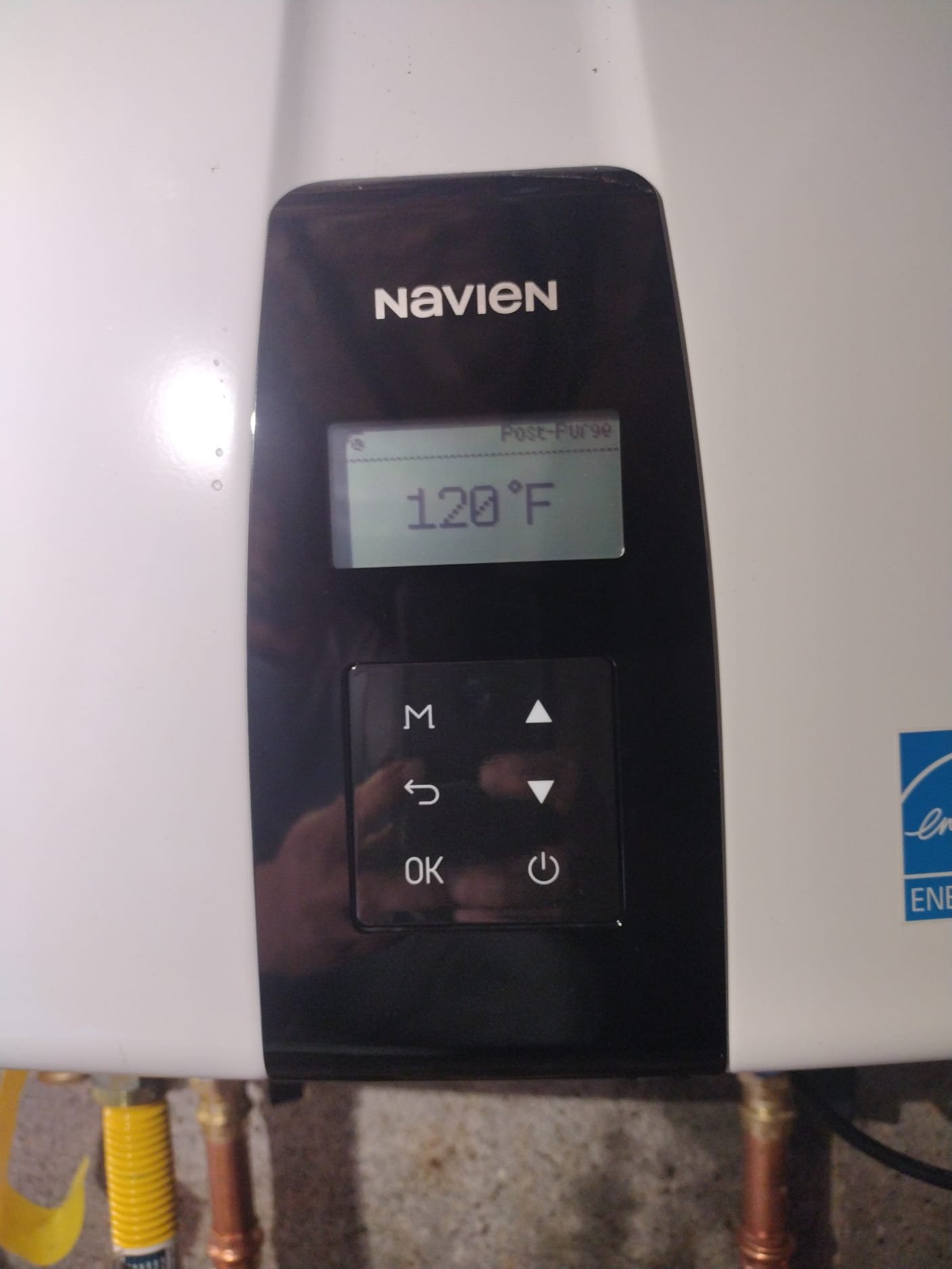 Navien tankless water heater control panel