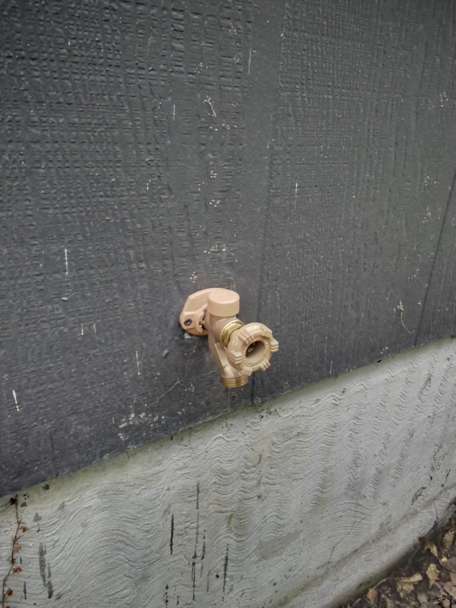 New outdoor water spigot after installation