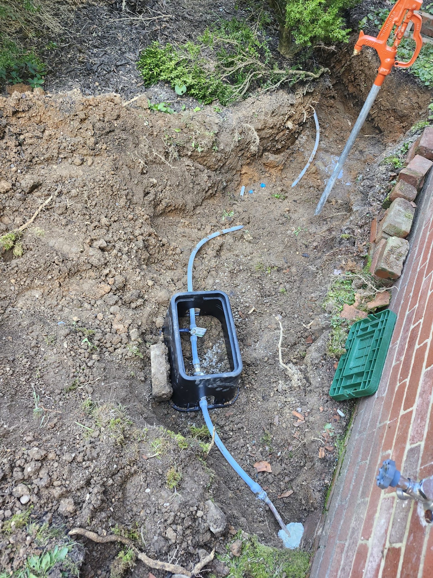 Valve box, hydrant, and piping neatly installed