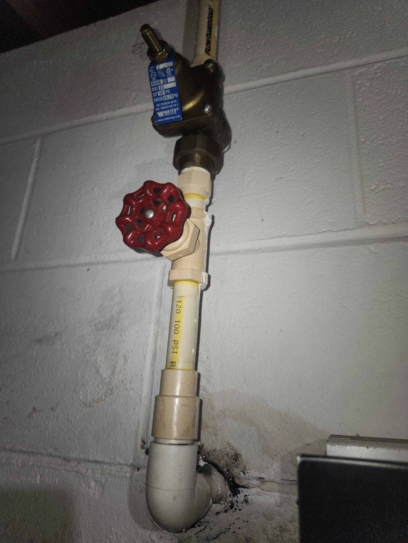 After Repair: New CPVC valve and pressure regulator installed