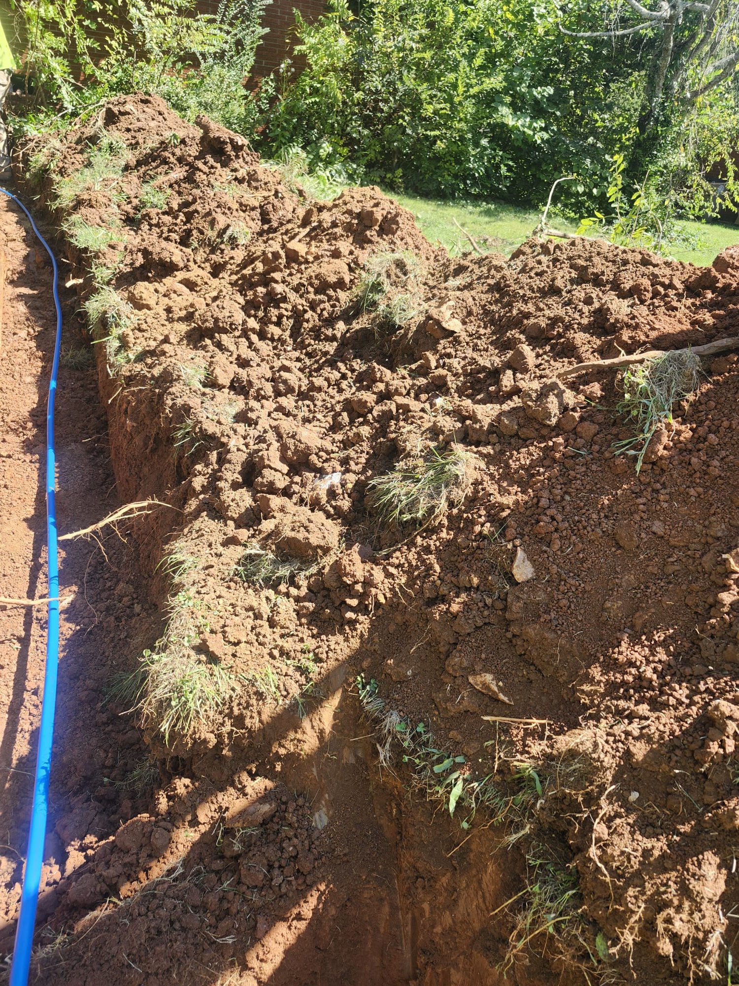 Trench with newly installed supply line