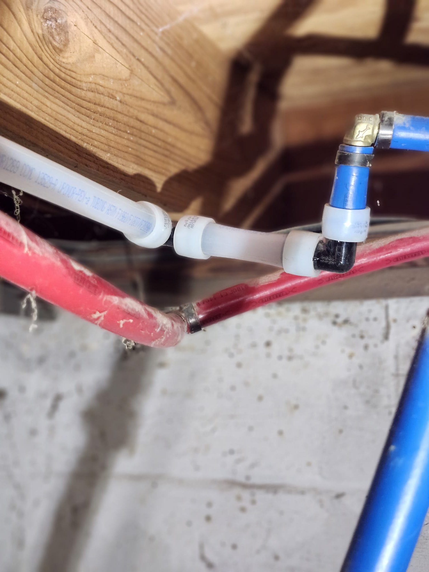 Push-to-connect fittings on new water line