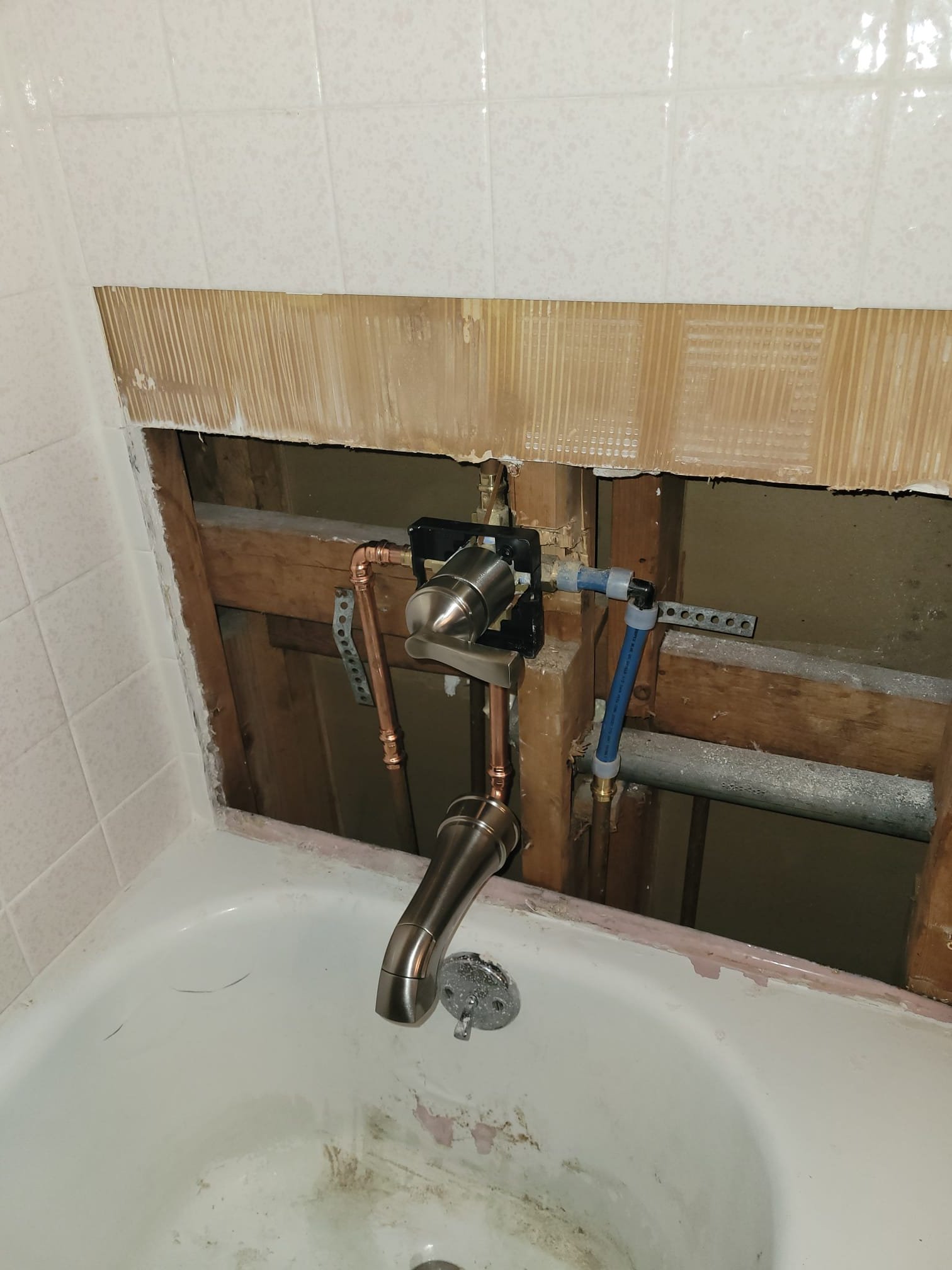 New tub and shower faucet installation