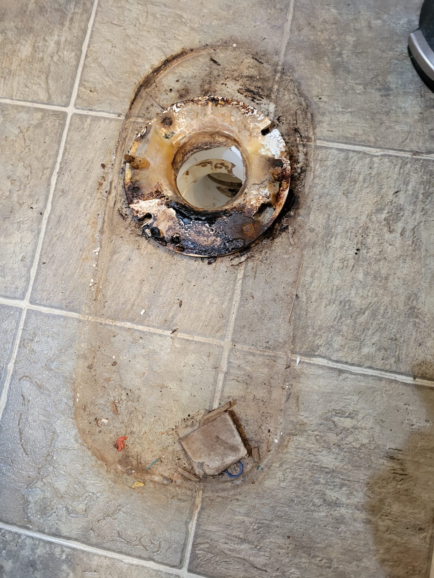 Exposed toilet flange after removal