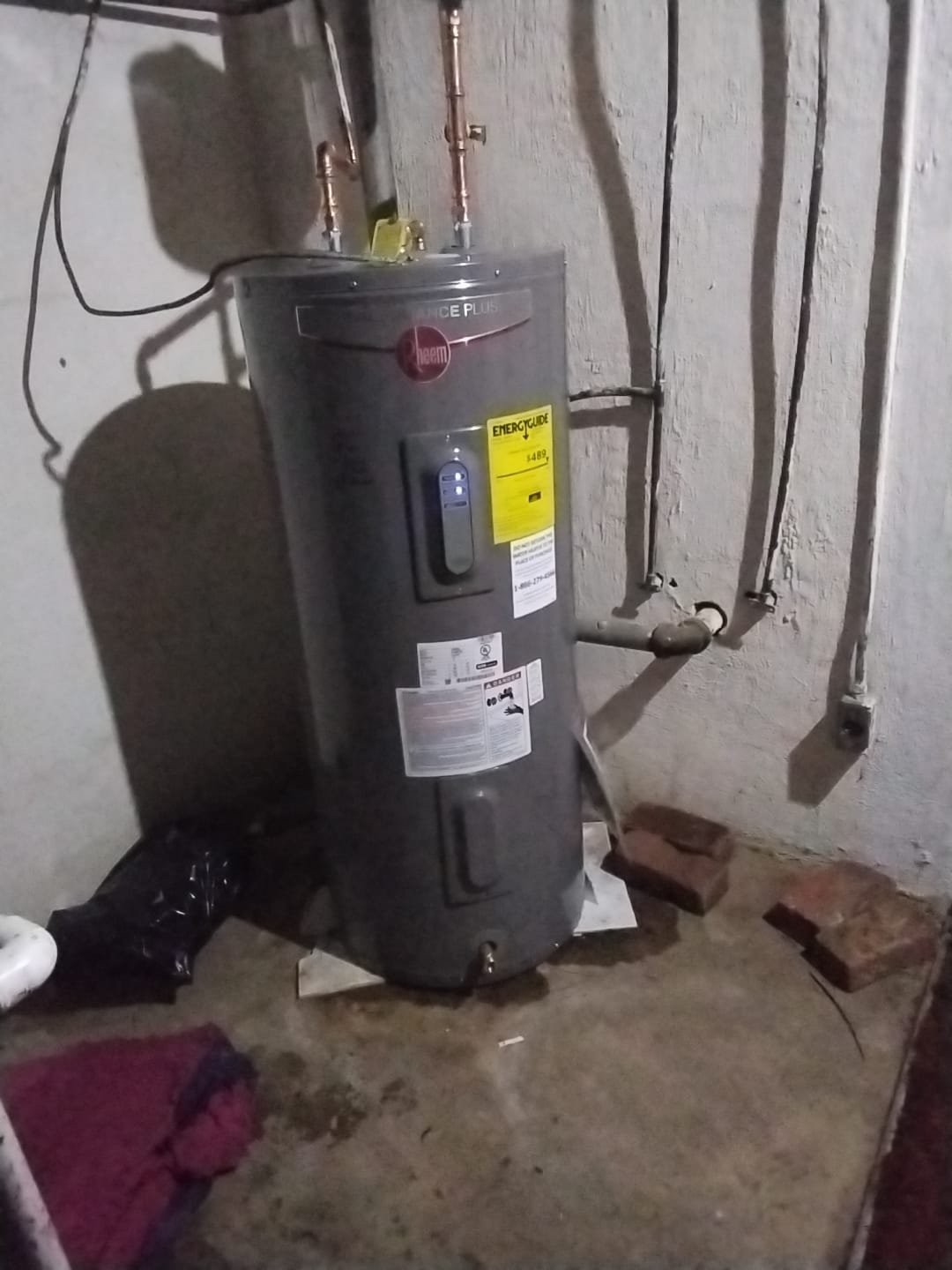 New Rheem water heater in utility area