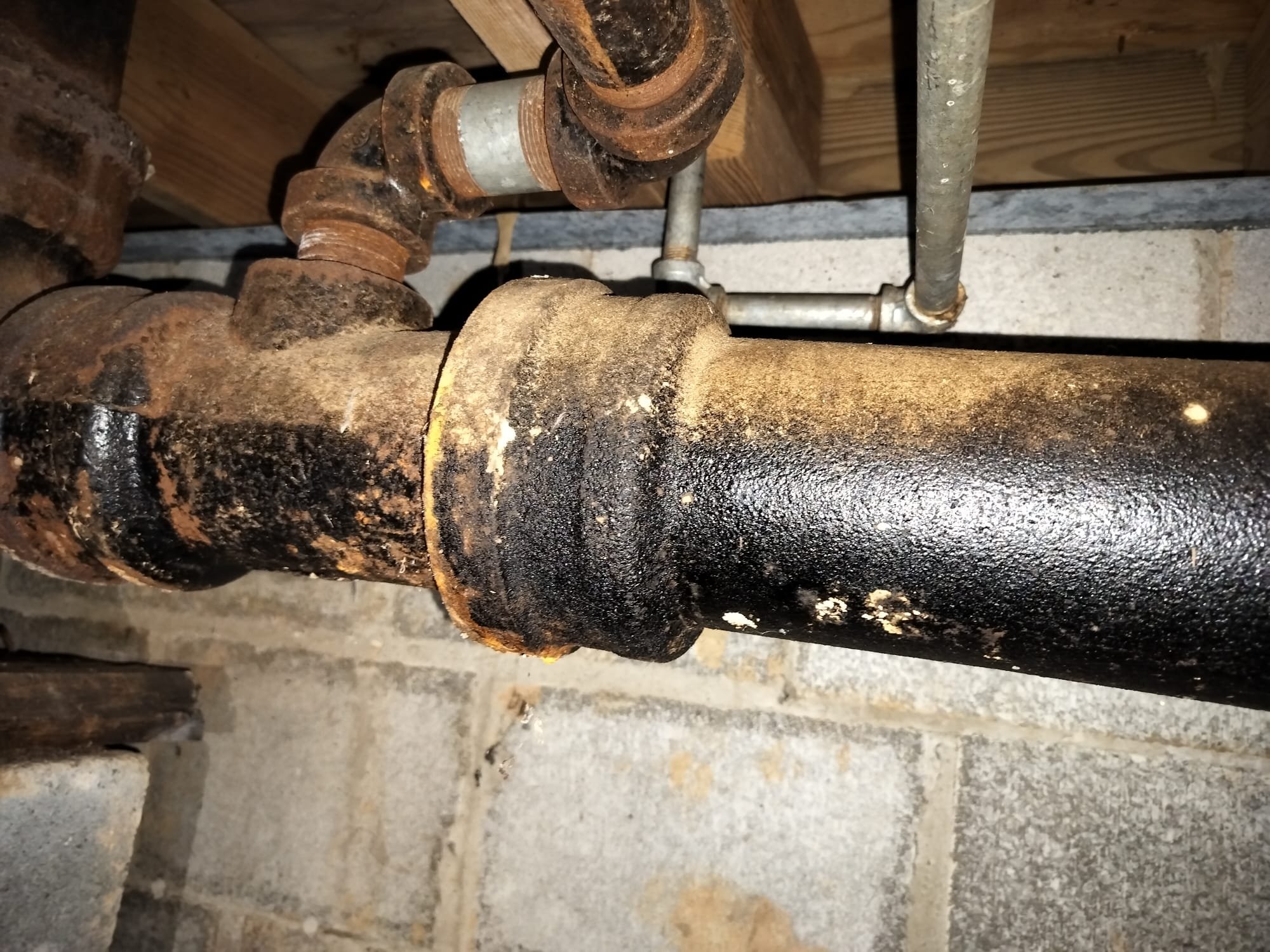 Close-up of corroded pipe