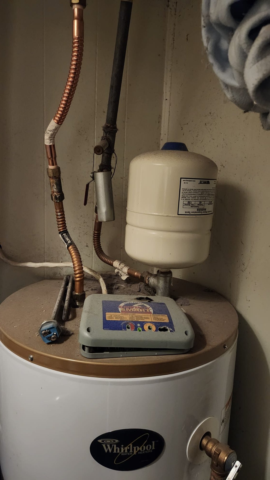 New copper piping on a water heater installation